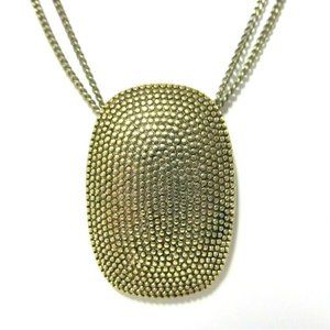 Monet Texture Square Pendant Double Chain Necklace